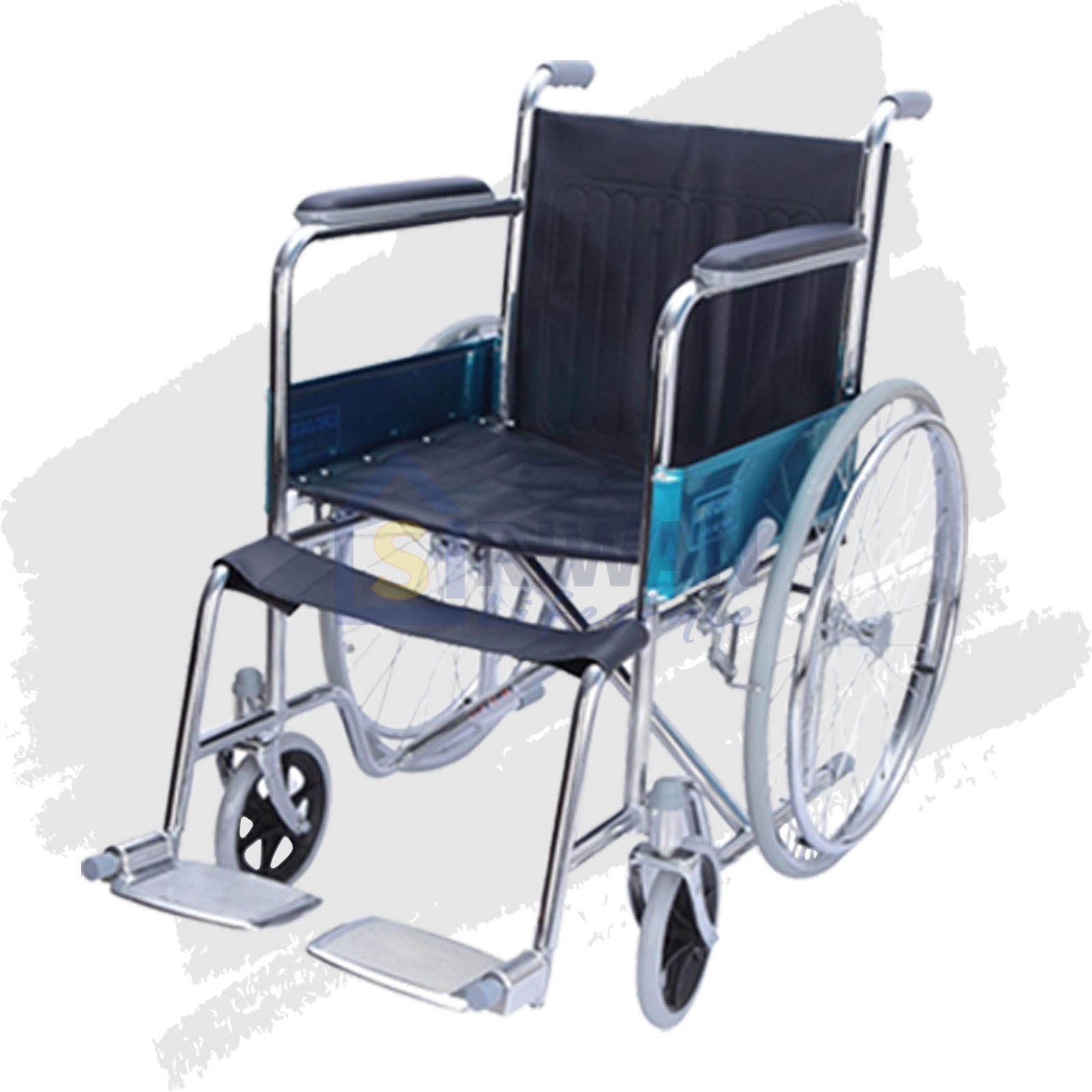 วีลแชร์ รถเข็นผู้ป่วย พับได้ Wheelchair AOLIKE โครงเหล็กชุบโครเมี่ยม