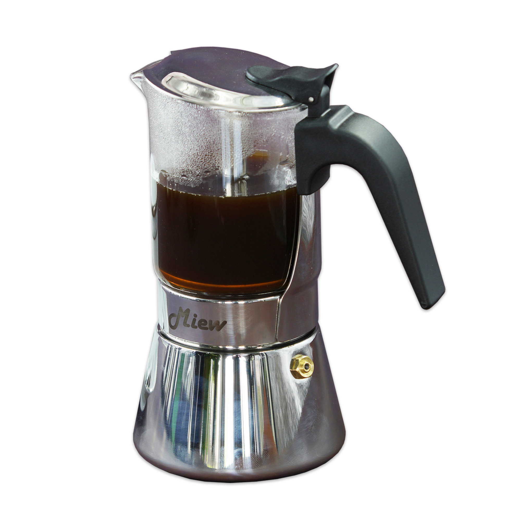 มอคค่าพอท เครื่องชงกาแฟ Miew Moka pot／Coffee Maker กาต้มกาแฟ หม้อชงกาแฟ สแตนเลสสตีล+แก้ว รุ่นAX633360