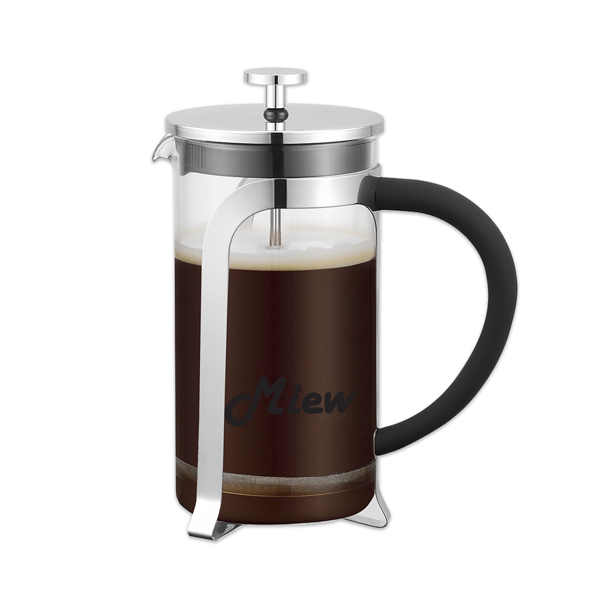 Miew French Press coffee maker กาชงกาแฟ เหยือกชงกาแฟ ที่ชงกาแฟ เครื่องชงกาแฟ แบบกด ทำจากแก้ว และ สแตนเลสสตีล ความจุ 600ml. รุ่น B450600