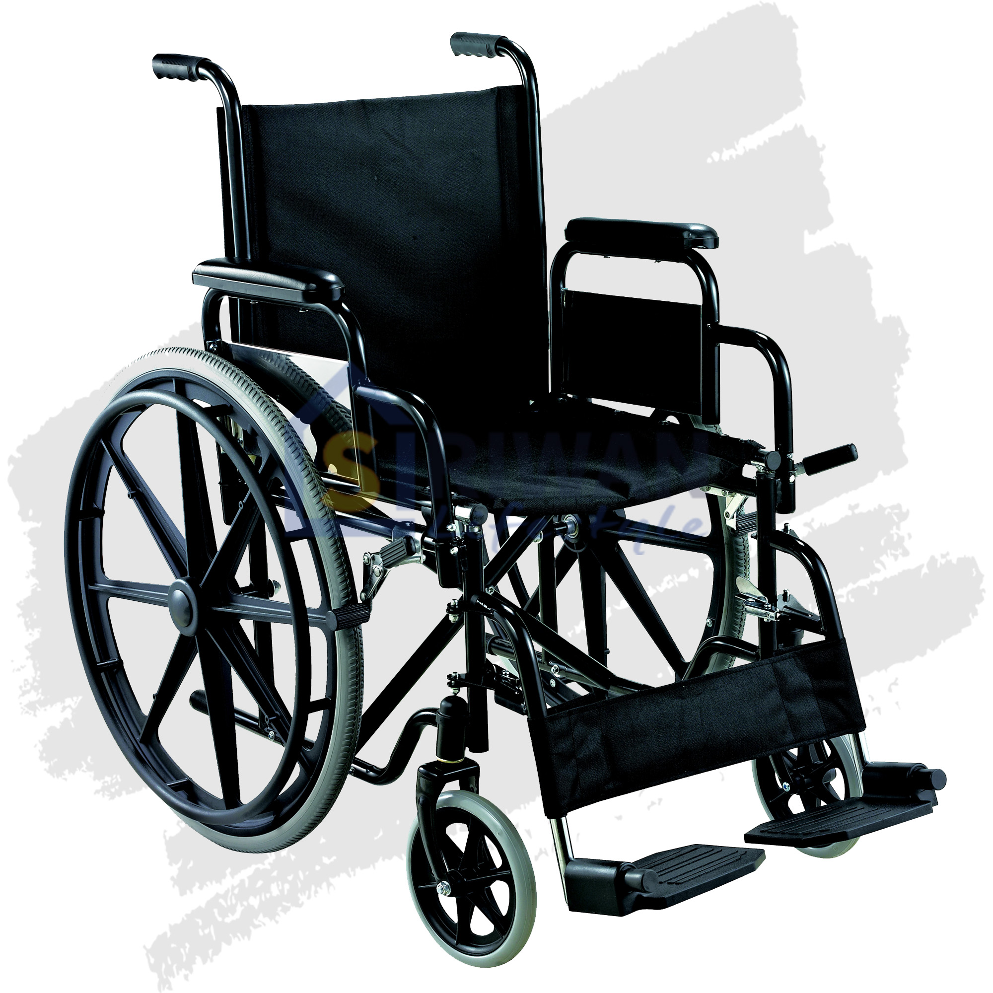 รถเข็นวีลแชร์ รถเข็นผู้ป่วย พับได้ Wheelchair AOLIKE โครงเหล็กชุบดำ รุ่น ALK903B-46