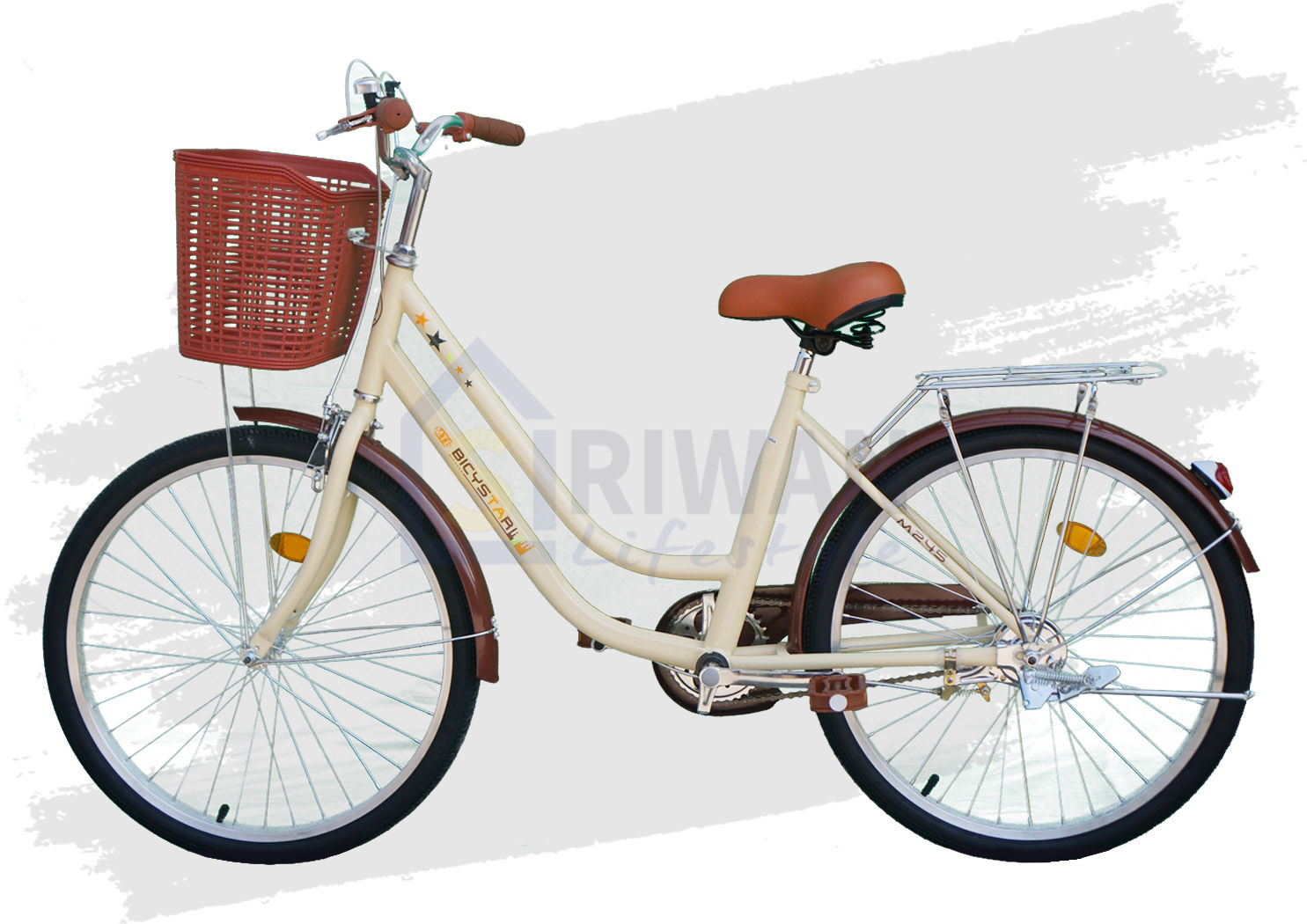 BICYSTAR จักรยานแม่บ้าน เฟรมเหล็ก ล้อ 24” ไม่มีเกียร์ น้ำหนัก 15 กก. รุ่น CB078(ปี2021)