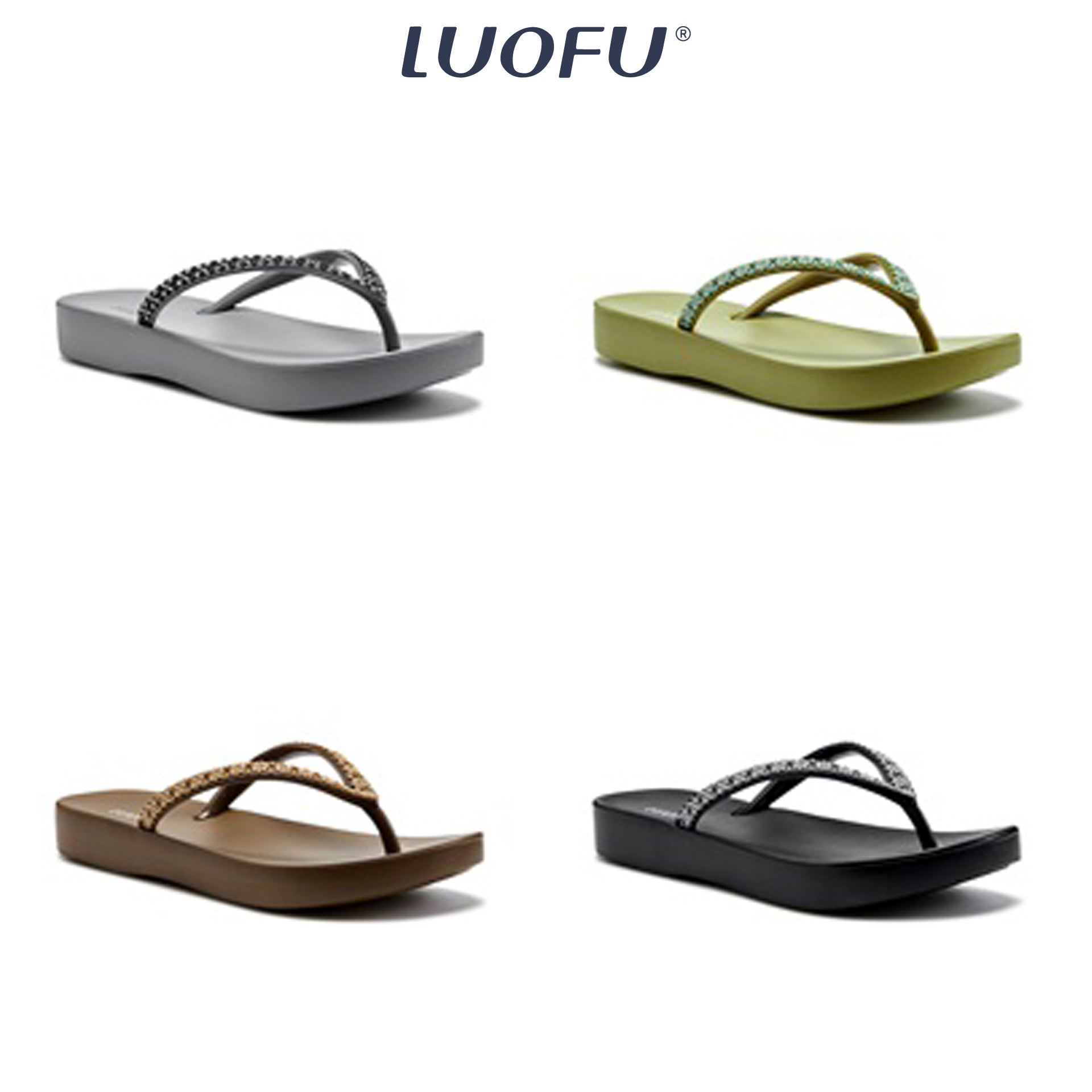 LUOFU รองเท้าแตะ ผู้หญิง รองเท้าหูหนีบ รองเท้าแฟชั่น รองเท้าคีบ เสริมส้น เบอร์ 36-40 รหัสE7140-9
